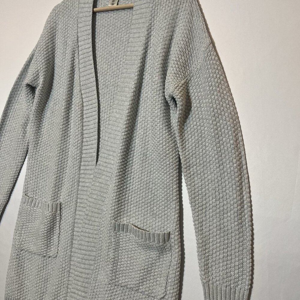 Max Studio Women’s Waffle Knit Sweater Cardigan Medium Size Gray Cotton Blend - Picture 4 of 7